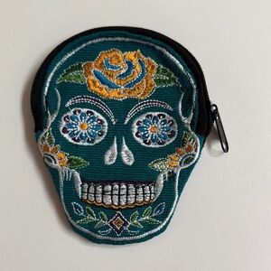 Embroidered Sugar Skull Coin Purse